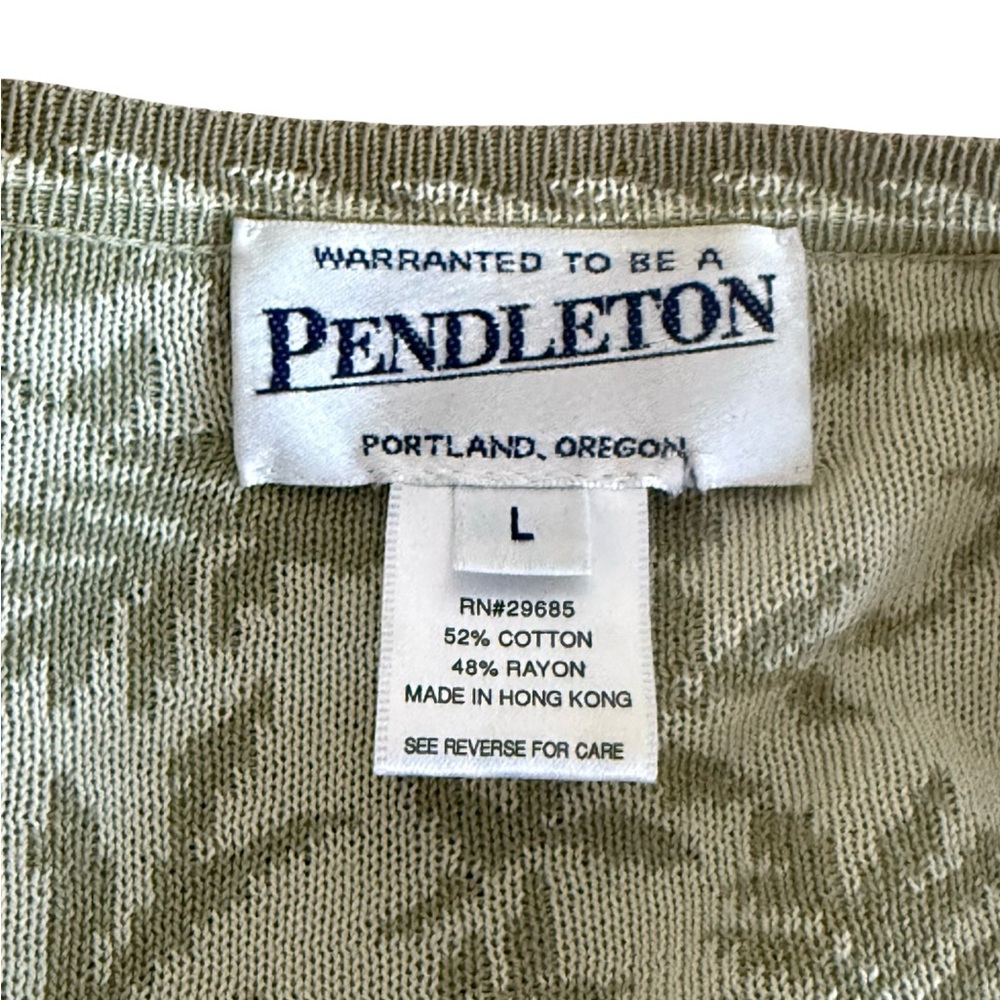 Pendleton Olive Green Floral Jacquard Cardigan with Pink Accent! Large! - Picture 6 of 7